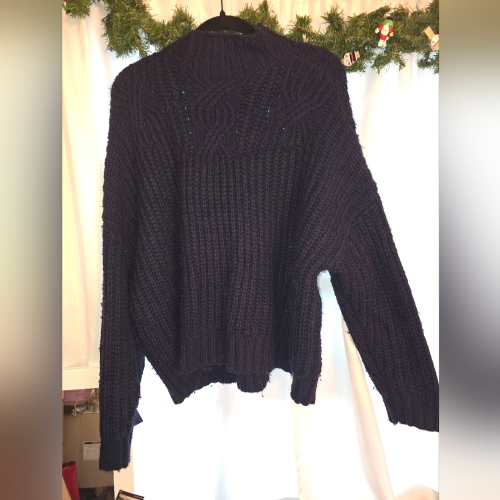 Aerie Midnight Blue Cowl Neck Sweater